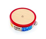 Hape Bunter Tamburin - Buntes Holz-Tamburin, sanfter Klang und motorischer Lernspaß, zur Förderung von Rhythmus, Kreativität & Motorik, Pädagogisches Musikinstrument, für Kinder ab 12 Monaten