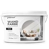 Preismaxx Profiweiß Wandfarbe weiß 10L, hohe Deckkraft, Dispersionsfarbe innen, Innenwandfarbe Raumfarbe deckend, Deckkraftklasse 2, matt Innenfarbe Profi Qualität