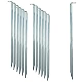 ToCi 12 x Zelt-Heringe | Stahl verzinkt 22 cm lang | Lange und robuste Zelthaken Erdnägel für Camping und Outdoor | Sandheringe mit V-Profil
