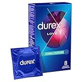 Durex Love Kondome – Mit anatomischer Easy-On-Form für leichtes Überziehen & mit viel Silikongleitgel befeuchtet – 8er Pack (1 x 8 Stück)