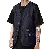 WAZHAKU Herren Outdoor Weste Sommer Fotograf Ärmellos Jacke Baumwolle Weste Golf Wandern Weste Safari Multifunktionsweste Freizeit Herrenweste Arbeitskleidung ärmellose Weste Anglerweste