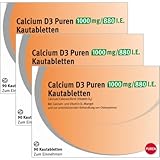 Calcium D3 PUREN 1000 mg/880 I.E. 270 Vitamintabletten - Calcium- und Vitamin D3, Osteoporose Unterstützung, Vorbeugen von Mangelzuständen, hochwertige Kautabletten mit Orangenaroma