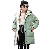 Winterjacke Mädchen Leichte Steppjacke Lang Winter Warme Daunenjacken Verdicken Einfarbig Niedliche Wintermantel Casual Softshelljacke Mit Kapuze Kinder Puffer Jacke Mit Reißverschluss 1-12 Jahre