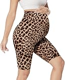 QGGQDD Kurze Umstandsleggings Damen Umstands Radlerhose Umstandshose Kurz Schwangerschaft Für Schwangere（SLeopard,M）