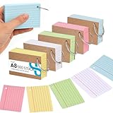 Koogel Karteikarten A8 mit Metallringen, 500er Set in 5 Farben, Lernkarten für Vokabeln, Formeln, Notizen, 7.3 x 5.1 cm