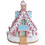 TIN Dreams | Weihnachtliches Lebkuchenhäuschen mit LED-Licht | Candy Little House | Weihnachtsdekoration für Miniaturdorf | Dekoratives Lebkuchenhaus für Weihnachtsdörfer