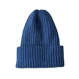PURRL Neue Süßigkeitenfarben Wintermütze Frauen Strickmütze Warm Weich Trendige Mütze Kpop Stil Wollmütze Elegant All-Match-Mütze (Farbe: Dunkelblau, Größe: 54 cm-58 cm)