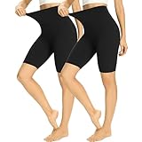 HIPOWER 2er Pack Radlerhose Damen High Waist Kurze Sport Shorts Tights Wanderhose Blickdicht Unterhosen Bauchweg Sommer Outfits Leggings Gym Yoga（Schwarz*2，L-XL）