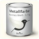Berico Metallfarbe - Warmes Weiss/RAL-9010 Reinweiss - 0,7 Kg - 4in1 Premium Metallschutzlack - Direkt auf Rost - Für Stahl, Zink, Aluminium, Kupfer und Eisen