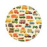 Rice Dessert Teller Speiseteller Happy Cars Motiv Geschirr Melamingeschirr Kindergeschirr Kinder Camping BBQ Picknick Bruchsicher BPA-frei Wiederverwendbar Plastikgeschirr Ø 20 cm