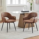 chairus Esszimmerstühle 2er Set PU Leder 360° Drehbare Küchenstühle Esszimmerstühle Drehbar Drehstühle Küche mit Armlehne (Braun)
