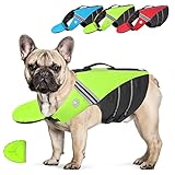 Petglad Hunde-Schwimmweste aus Ripstop-Material, für Schwimmen, Pool, Strand, Bootfahren (grün, groß)