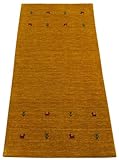 Gold Gabbeh Teppich 100% Wolle Orientteppich Handgewebt Loom Brücke G625T3 (Maße: 70X140 cm)