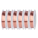 6 Rollen Basteldraht Dünn, 90m x 0,3mm Draht Zum Basteln, 15m/Rollen Schmuckdraht für Schmuck, Wire, Blumendraht, Bastelperlen, Perlentiere, Pfeifenputzer zum basteln(Kupfer)