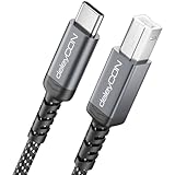 deleyCON 2m USB C Druckerkabel (für Drucker, Scanner, MIDI) USB-C auf USB-B Kabel Printer Cable Geflochten + Metallstecker für HP Samsung Epson Dell Lexmark Brother Canon Usw.
