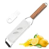 Käsereibe, Zitronenreibe, Parmesanreibe mit Schutzhülle und Reinigungsbürste, Muskatnuss Reibe, Knoblauchreibe, für Hartkäse, Zitrus, Schokolade, Gemüse, Obst (Silber)