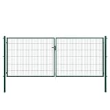 Doppeltor | extra breit, B400 x H120 cm | Grün RAL 6005 | Doppelflügeltor inkl. Torpfosten & Schließzylinder | verzinkt & pulverbeschichtet | UV- und witterungsbeständig