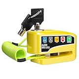 Noxtioanip Bremsscheibenschloss, Motorradschloss Alarm110db, Fahrrad Alarmanlage, Scheibenbremse mit Erinnerungskabel und Schlüssel, Hochsicherheits Motorrad Schloss Alarm, für Fahrrad, Moto, Scooter
