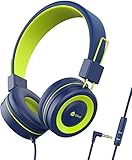 iClever Kopfhörer Kinder, Kopfhörer für Kinder, Verstellbares Stirnband, Stereo Sound, Faltbare, entwirrte Drähte, 3,5 mm Aux Jack, 85/94 dB Volume Limited, KinderKopfhörer auf Ohr