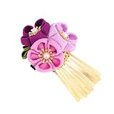 STOBAZA Japanischer Haarclip mit Kirschblüten und Quaste Weiche Stoffblumen haarspange für Damen Eleganter Haarschmuck Passend zu Kimono für Hochzeit Festival Foto und Kostümparty