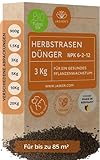 Bio Herbstdünger Rasen 3 Kg ca. 75m² - 100% tierfreundlich Herbstrasendünger - Langzeitdünger Herbstdünger Rasen - Organischer Herbst Rasendünger mit viel Kalium - Herbst-Rasendünger