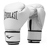 Everlast Core 2 Boxhandschuhe (S/M) Weiß, Kunstleder-Boxhandschuhe für Sandsack, Pratzenarbeit & Fitness, Klettverschluss, doppellagige Schaumstoffpolsterung, ergonomischer Griff – Everlast