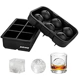 Ankway Eiswürfelform Silikon mit Deckel, Eiswürfelbehälter 2-er Pack BPA Frie runde und eckige Silikon-Formen für Eiswürfel, ideal für Cocktails Whiskey Scotch