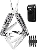 BIBURY Multitool 21 in 1, Geschenke für Männer, Multi-Tool mit Zange Klappmesser, Faltbares Multifunktion Zange Werkzeug mit 4 Bit & Tragbare Tasche für Outdoor Camping, Reparieren-Schwarzer Rand