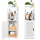 OUDIE Badezimmerschrank Schmal, Badschrank, Toilettenschrank, Badmöbel kleine, Einheit mit 1 Türen und Regal, zur Aufbewahrung von Toilettenpapier, das Badehandtuch, Shampoo, weiß. (SM) (U)