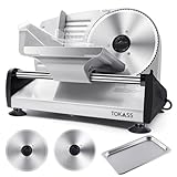 200Watt Elektrischer Allesschneider Edelstahl - Verstellbare Küchenmaschine 0 bis 15mm - 2 Klingen - Wurstschneidemaschine - Brotschneidemaschine, Schinkenschneider, Elektrisches Messer Fleisch & Käse