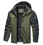 TACVASEN Herren Wasserdicht Winter Skijacke Warme Snowboardjacke Outdoorjacke Gefüttert Winterjacke (L, Armeegrün)