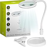 goobay 60359 LED Lupenleuchte - Lupenlampe mit Standfuß - Standlupe Licht - 6 W Leistungsaufnahme - Farbtemperatur 6200 K – Lichtstrom 480 lm, Weiß