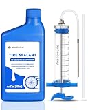 Beanewone Dichtmilch Tubeless, 500ml Tubeless Milch und Tubeless Spritze zur Direkten Injektion von Langanhaltendem Dichtmittel in MTB- und Rennradreifen