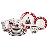 MamboCat Weihnachtsmann 18tlg Kaffeeservice I Porzellan-Kaffeeset für 6 Personen mit Weihnachtsdekor I Je 6X Kaffeetassen 190ml, Untertassen & Kuchenteller I Geschirr für Weihnachten & Nikolaus
