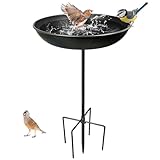 Bseical Vogeltränke Stehend für den Garten, Vogeltränke Winterfest Groß mit 5 Erdspieß, Spa-Vogelfutterstation für Balkon, Terrasse, Hof, Rasen Wildvogeltränken Metall, Abnehmbare