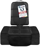LIONSTRONG® Kindersitzunterlage Autositzschoner [ISOFIX GEEIGNET] - wasserabweisender Polyester Stoff schwarz - Sitzschutz Sitzschoner Auto Kindersitz - universell kompatibel - Schwarz