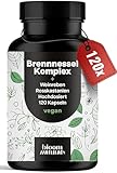 Brennnessel Kapseln hochdosiert - 120 Kapseln - alternative zu Entwässerungstabletten für Wassereinlagerungen & Wasser Balance - vegan & produziert in Deutschland - Laborgeprüft