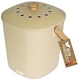 HMF Nachhaltiger Biomülleimer Küche, Geruchsdichter Komposteimer mit Deckel | 6 Liter | Beige