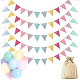 Dusor Wimpelkette Outdoor, 5 Stück 5M 60 Wimpel, Wimpelkette Kinderzimmer, Happy Birthday Girlande Geburtstag, für Party Deko, Einschulung Deko