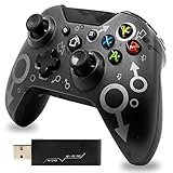 Wireless Controller für Xbox One,2,4 GHz Gaming Joystick Controller,Bluetooth Remote Gamepad für Xbox One/Xbox One S/Xbox One X/Xbox Series X/PS3/PC,No Headphone Jack (Schwarz