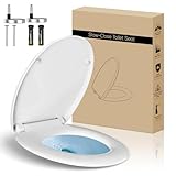 Toilettensitz, Soft Close Toilettensitze mit rutschfesten Sitzstoßstangen und Metallschrauben, passend für Standard-Rund-WC, Schnellverschluss, kein Slamme, Weiß - O Form