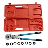 Crimpzange Set Aderendhülsenzange Aderendhülsen Crimpzange Aderendhülsen Sortiment PEX-Klemm-Set 360° rotierbar, 6T-Kraft, 45-51mm, für Aluminium-, PEX- und PB-Rohre