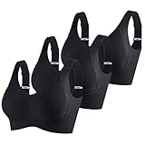 3er Pack Damen Push Up BH ohne Bügel aus Baumwolle Sexy und Bequem mit Starkem Halt für Große Brüste Verstellbarer Bra Set in Klassischem Design