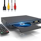 HDMI DVD Player 1080P, Multi-Region DVD-Player für TV, HDMI AV-Anschluss/USB-Eingang/Mikrofon-Eingang, Unterstützung NTSC/PAL-System, Fernbedienung, HD DVD-Player mit Allen Regionen