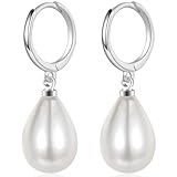 MASOP Perlenohrringe Creolen Silber 925 Ohrringe Perlen für Damen Frauen Mädchen