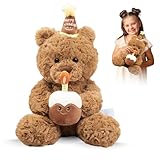 lioewhu Teddy Plüschtier, 30cm Teddy mit Kuchen und Hat, Niedliche Kuscheltier Plüschbär, Spielzeugbär, Plüschtier Bär, weicher Stoffbär, für Mädchen, Jungen, Party Weihnachten Geburtstag Geschenke