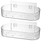 Veemoon 2 Stück Wandmontierter Badezimmer Organizer aus Transparentem PET Duschkorb und Aufbewahrungskorb für Shampoo und Haushaltswaren Vielseitig für Bad und Küche
