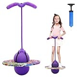 Hengrongshen Pogo Ball mit Griffen, Pogo Stick Hüpfball für Kinder, Hüpfstange mit Luftpumpe, Pogo Ball zum Training des Gleichgewichts, Jump Spiel Geschenk für Kinder ab 6 Jahre (Lila)