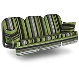 Angerer Freizeitmöbel GmbH Hollywoodschaukel Auflage Deluxe - passend für viele 3-Sitzer Hollywoodschaukeln - Schaukelauflage Made in Germany (Grün gestreift)