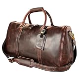 Rustic Town groß Leder Reisetasche - Carry On Vintage Umhängetasche Duffel Bag Weekender Tasche für Herren und Damen (Dunkelbraun)